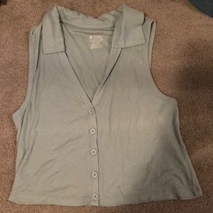 blue muscle tee button up